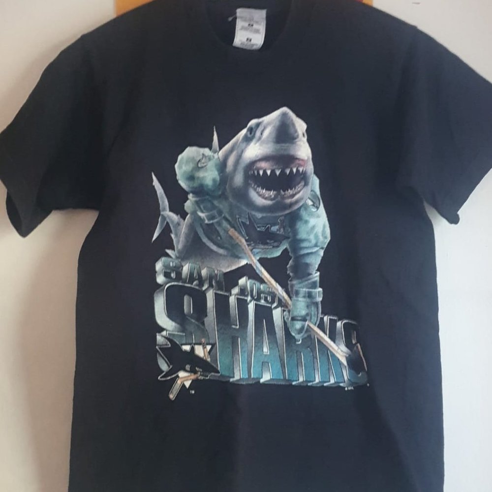 San Jose Sharks Black Single Stitches Tshirt